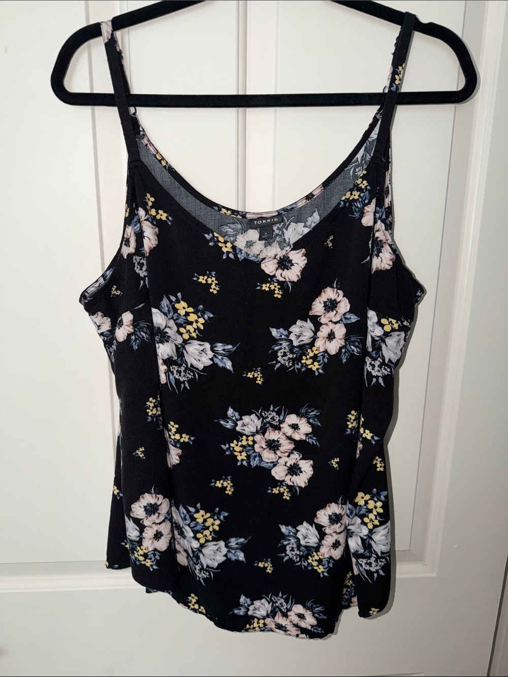 torrid Black Floral Scoop Neck Cami with Pink and Yellow Blooms